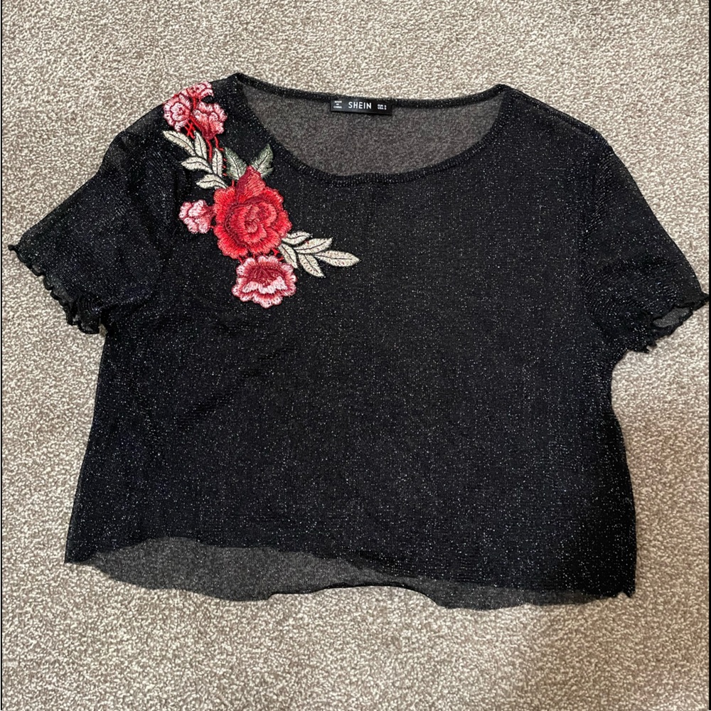 Mesh Black Sparkly Shirt
